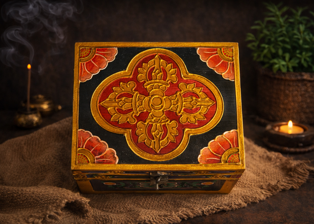 Sacred Tibetan Double-Layer Wooden Box