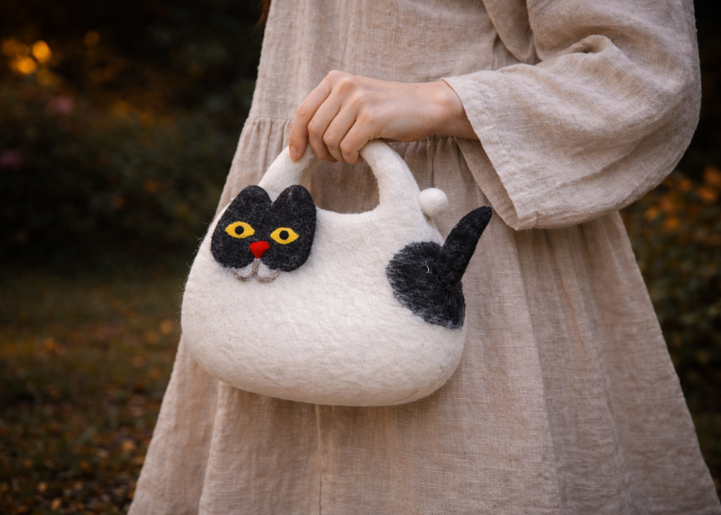 Himalayan Happy Meow Wool Felt Bag
