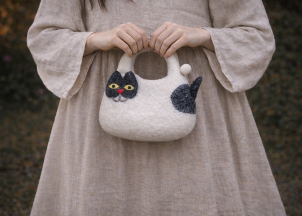 Himalayan Happy Meow Wool Felt Bag