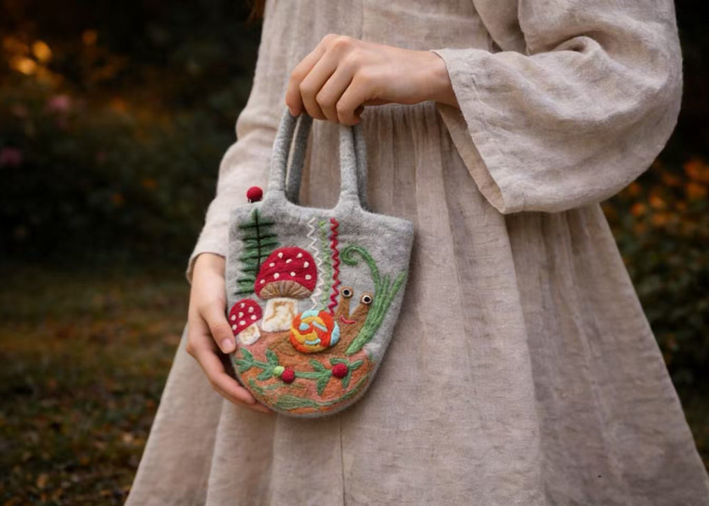 Meadow Snail Wool Felt Bag