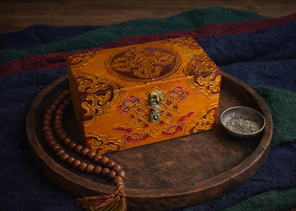 Sacred Tibetan Single-Layer Wooden Box
