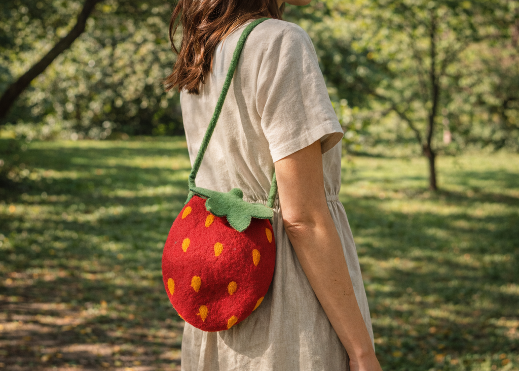 Himalayan Strawberry Joy Wool Bag