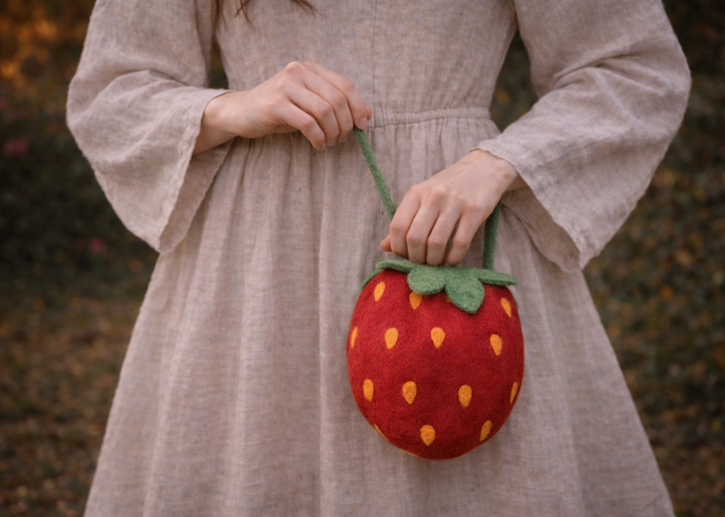 Himalayan Strawberry Joy Wool Bag