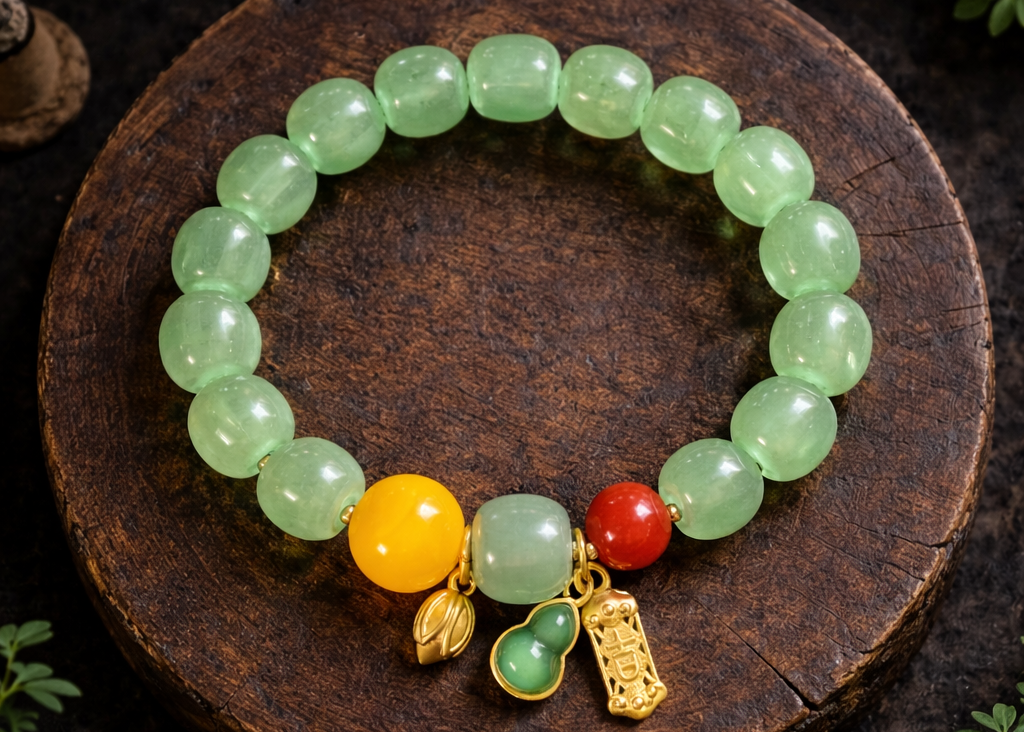 Green Auspice Gourd Crystal Bracelet