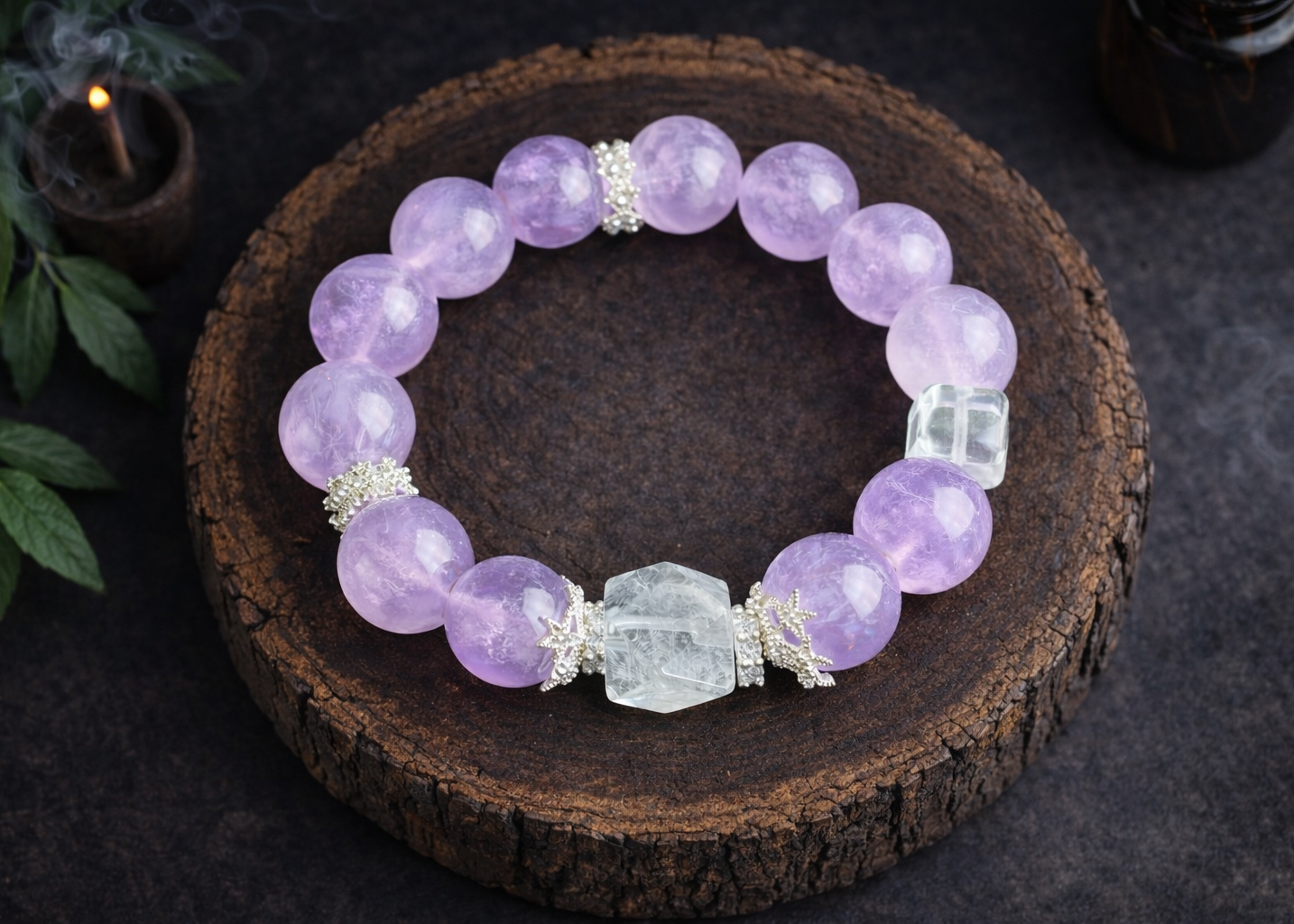 Lavender Prosperity Amethyst Tibetan Bracelet