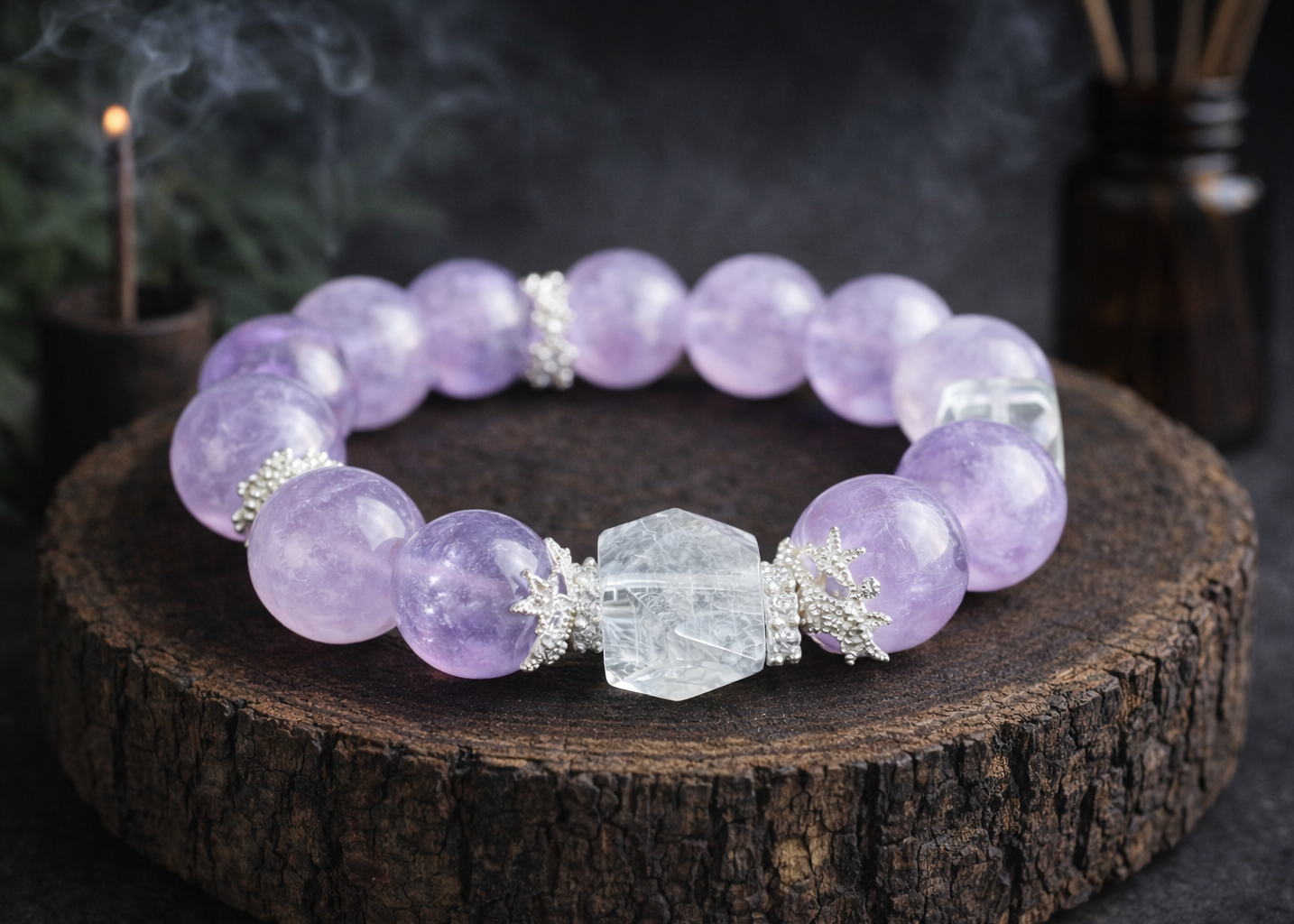 Lavender Prosperity Amethyst Tibetan Bracelet