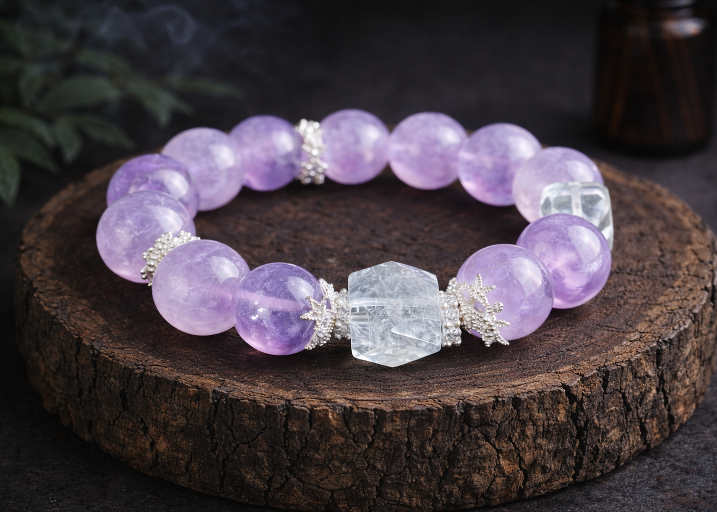 Lavender Prosperity Amethyst Tibetan Bracelet