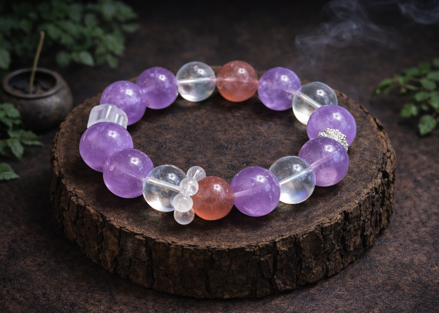 Strawberry Blossom Amethyst Tibetan Bracelet