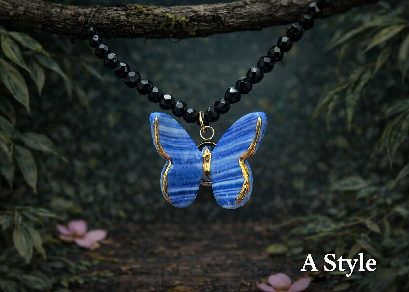 Butterfly Whisper Hand-Painted Crystal Necklace