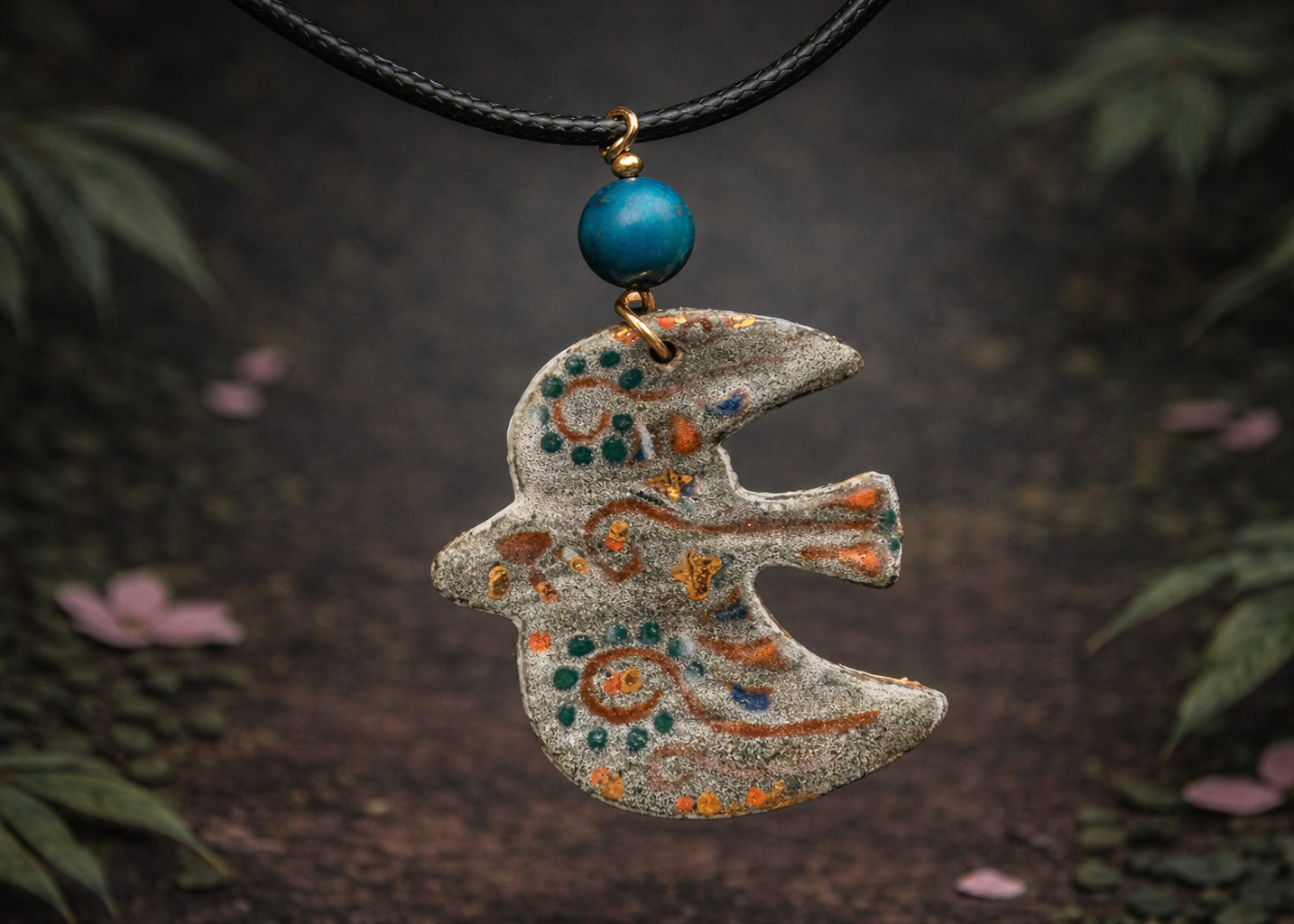 Guardian in Clay Ceramic Dove Necklace