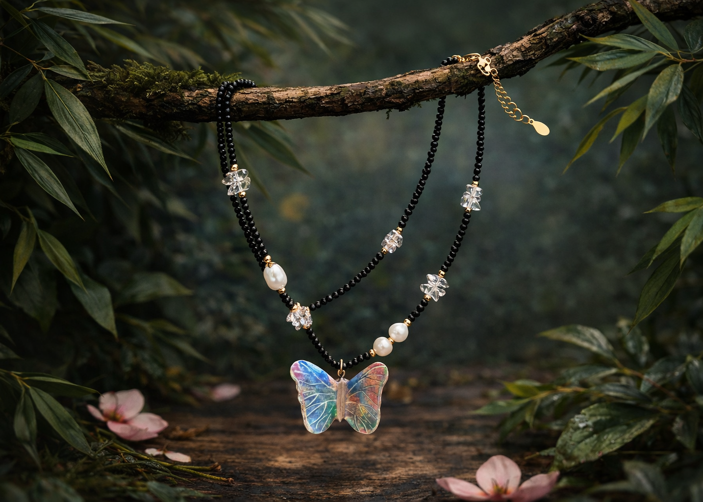 Butterfly Alight Ceramic Necklace
