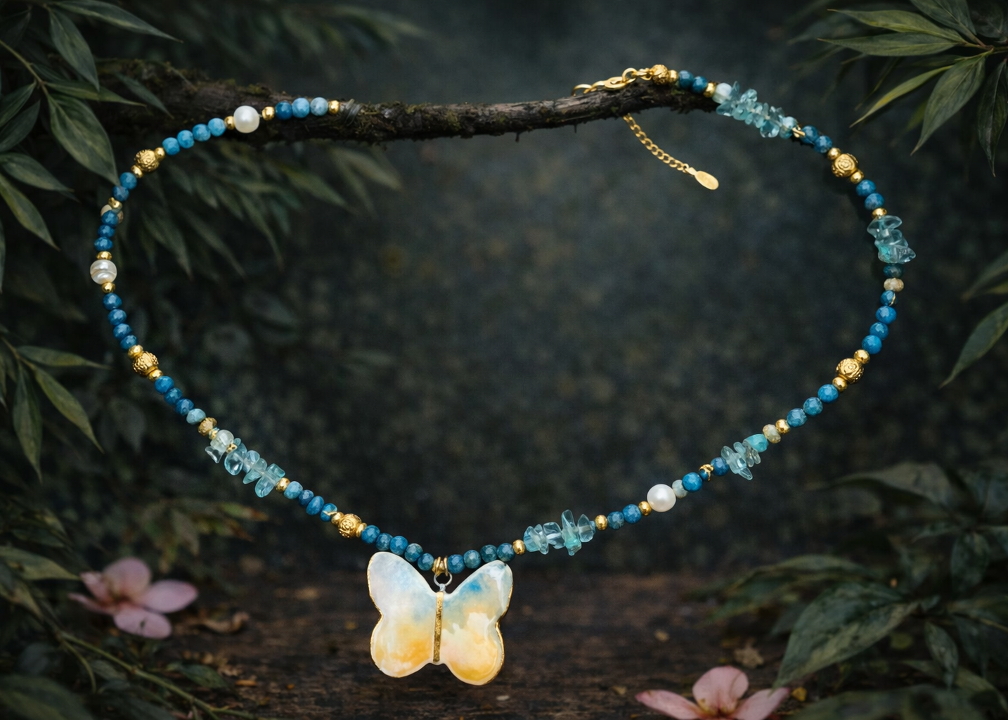 Butterfly Alight Ceramic Necklace