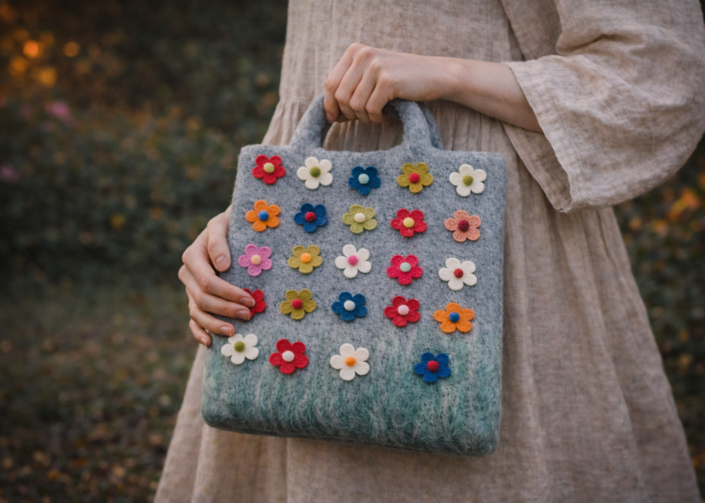 Himalayan Meadow Bloom Wool Bag