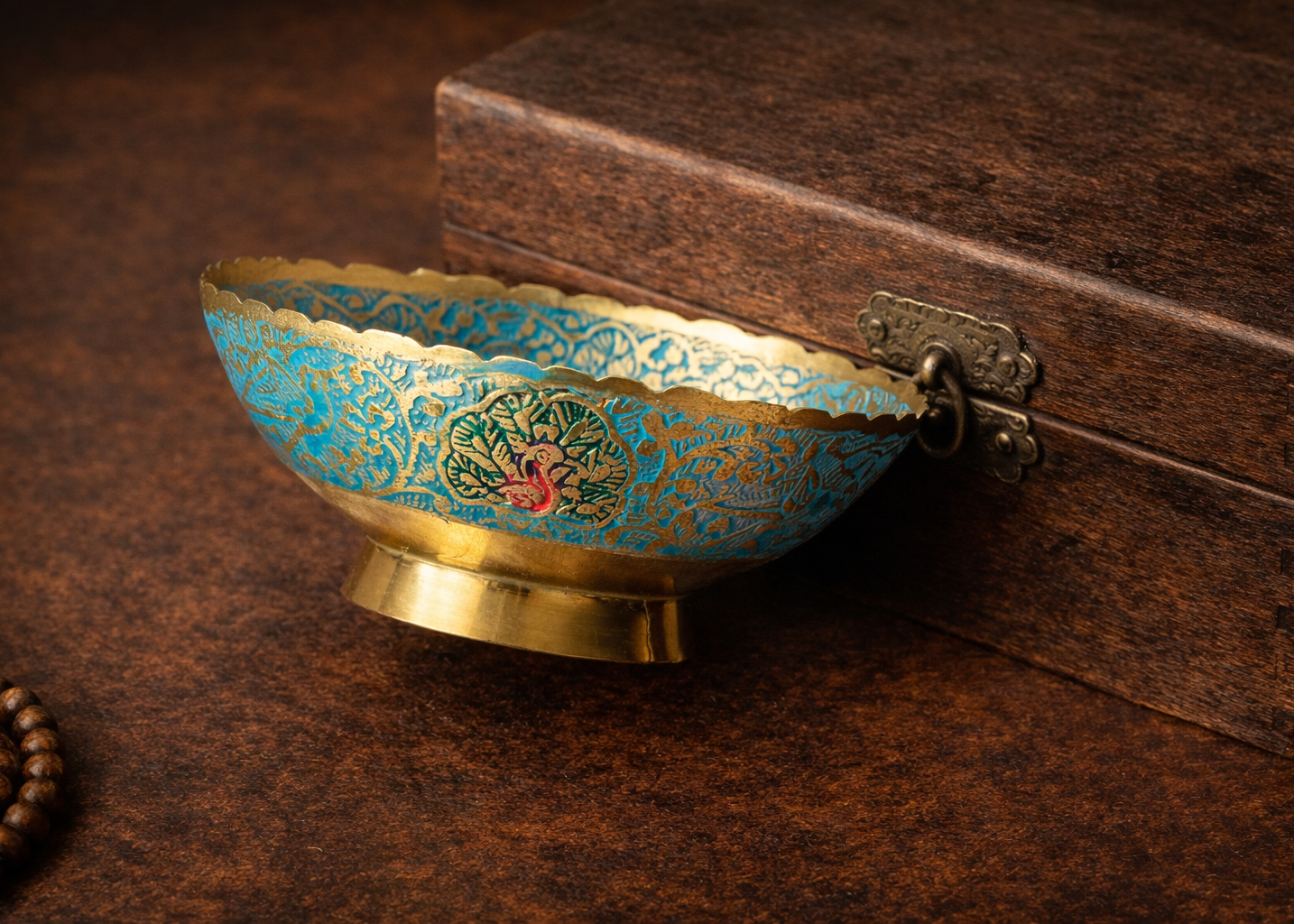 Auspicious Wealth Peacock Copper Bowl