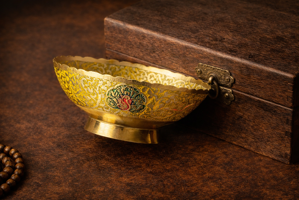 Auspicious Wealth Peacock Copper Bowl