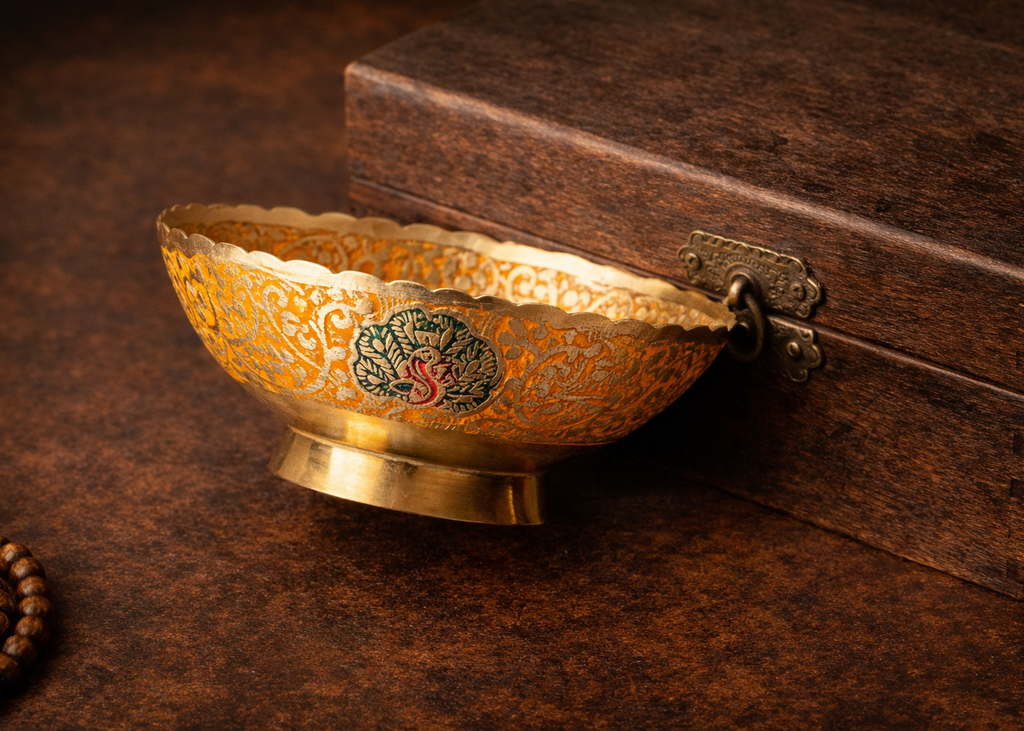 Auspicious Wealth Peacock Copper Bowl