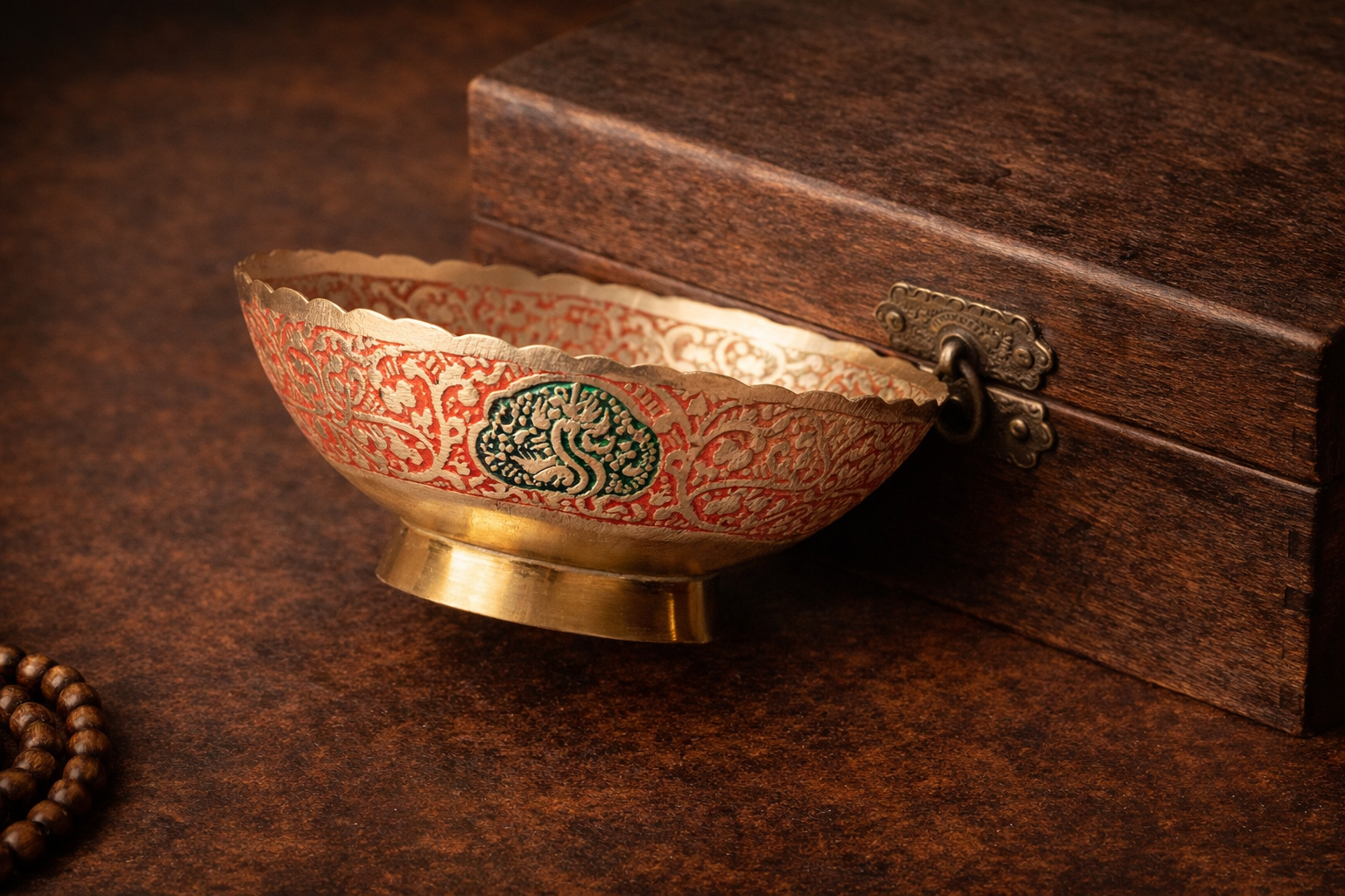 Auspicious Wealth Peacock Copper Bowl