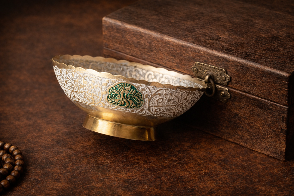 Auspicious Wealth Peacock Copper Bowl