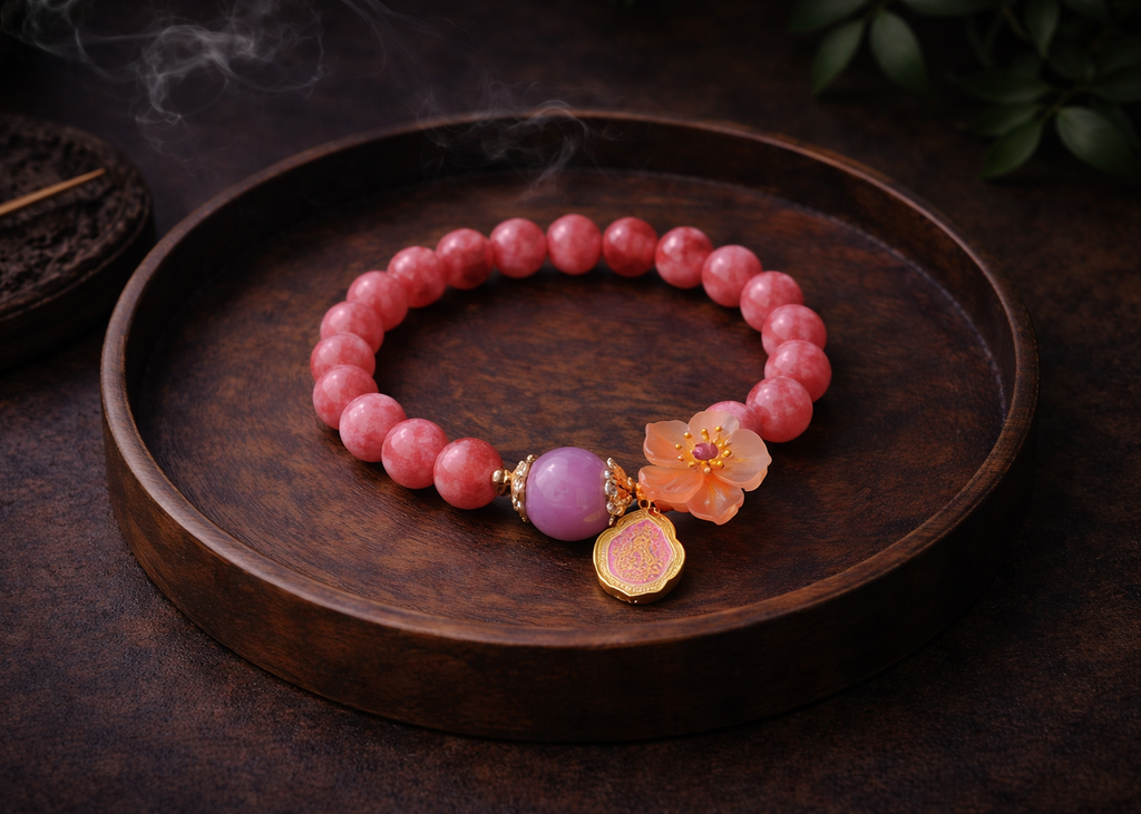 Peach Blossom Tibetan Energy Pink Chalcedony Bracelet