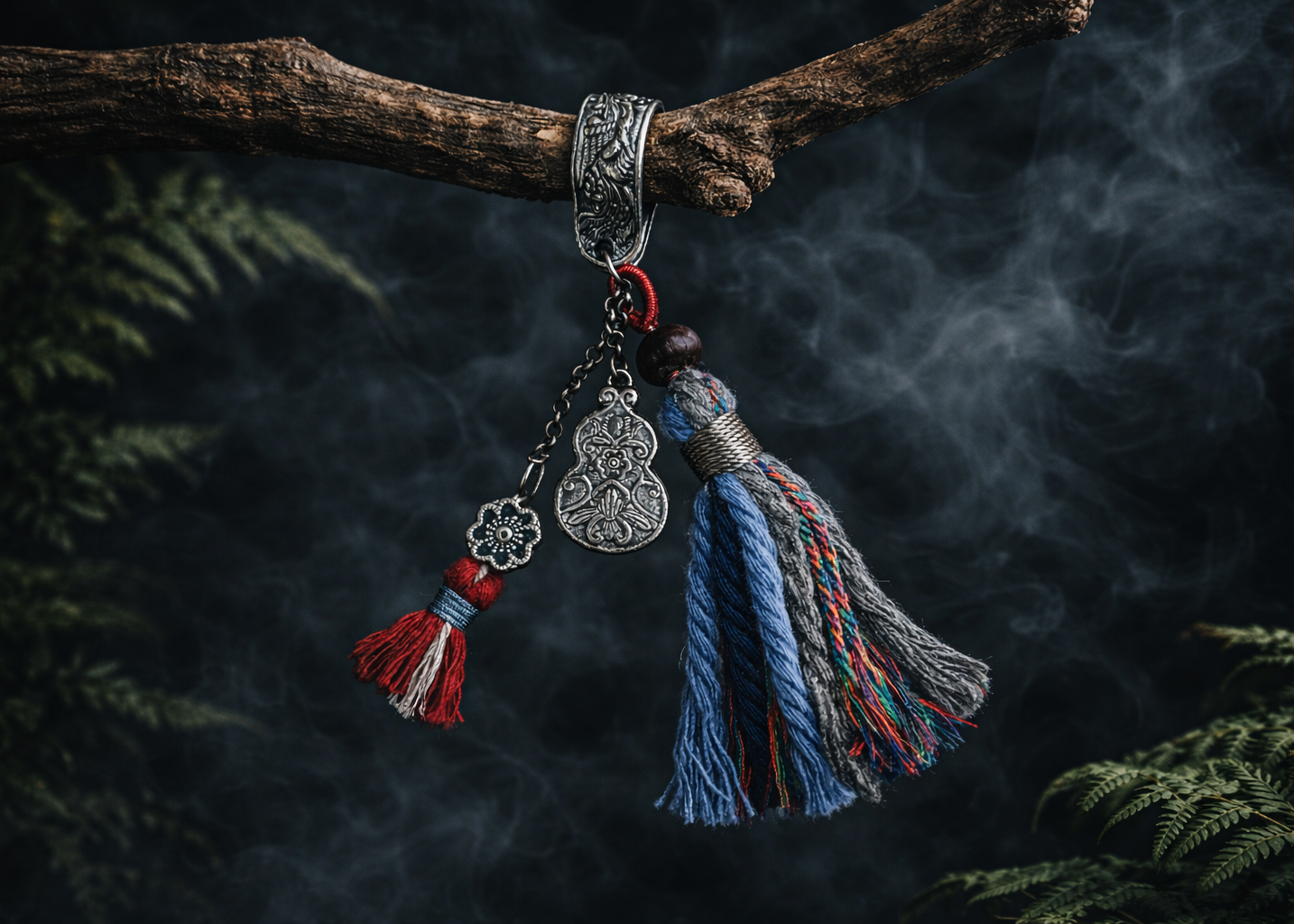 Dragon & Phoenix Harmony Handcrafted Tibetan Silver Gourd Key Charm