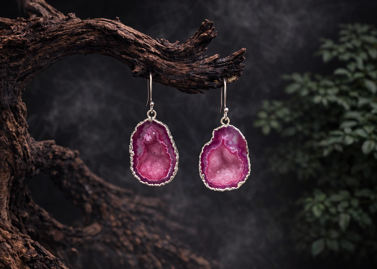 Inner Bloom · Tibetan Silver Crystal Geode Earrings