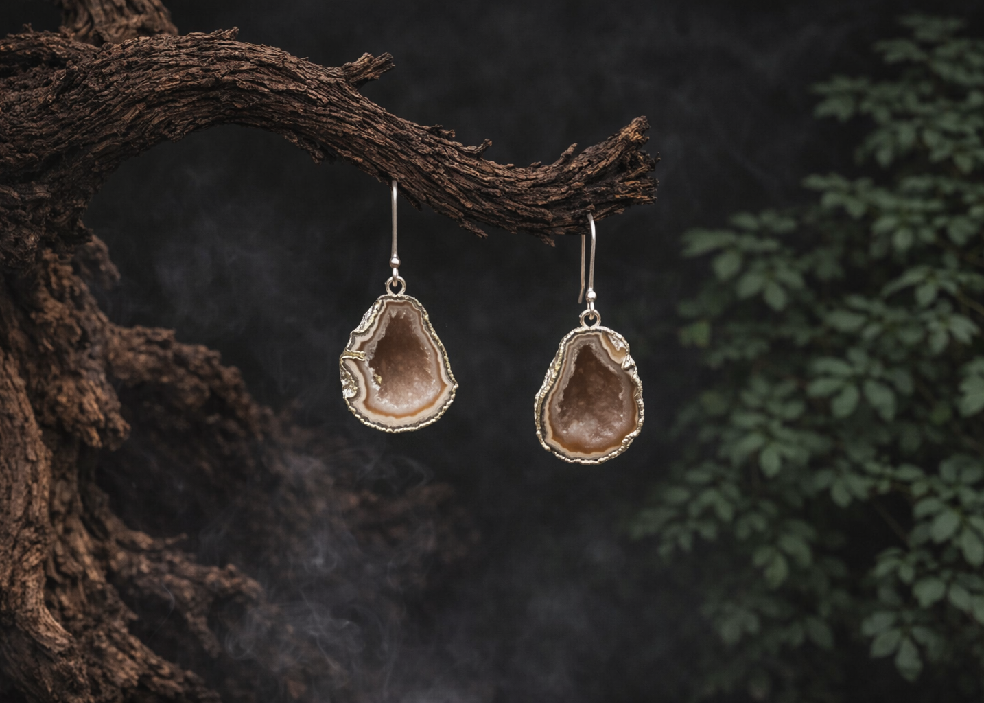 Gentle Flow · Tibetan Silver Crystal Geode Earrings