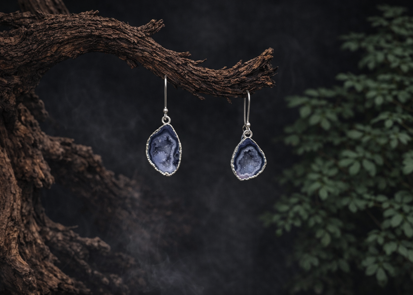 Inner Signal· Kyanite Geode Silver Earrings