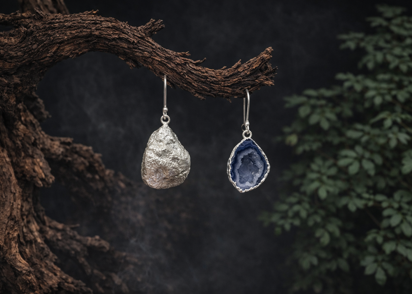 Inner Signal· Kyanite Geode Silver Earrings