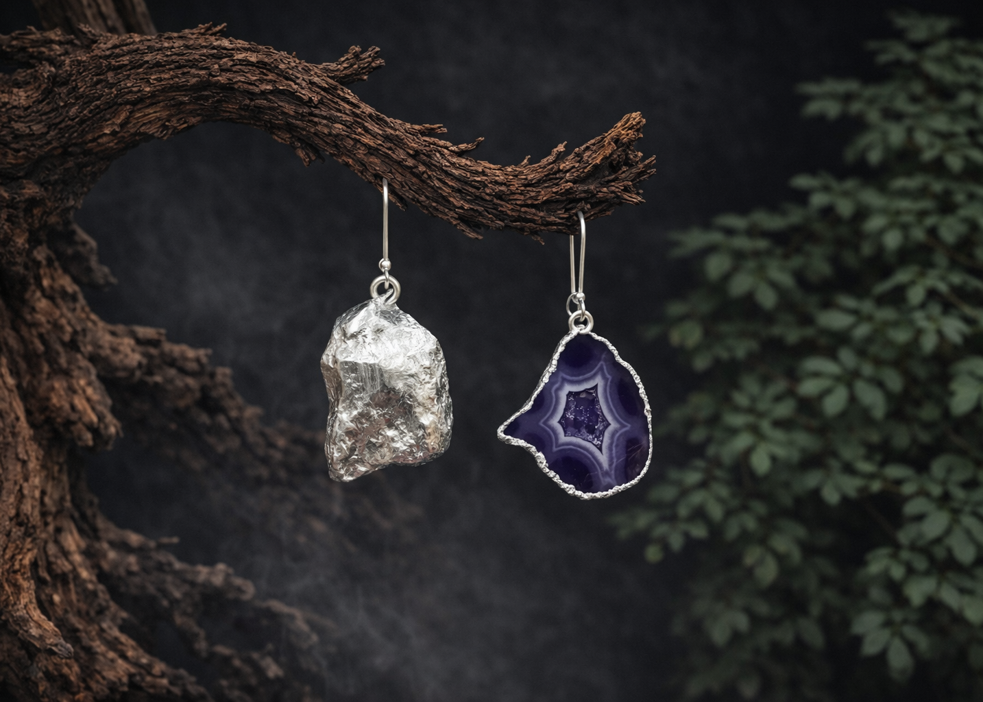 Quiet Power · Tibetan Blue Crystal Geode Silver Earrings