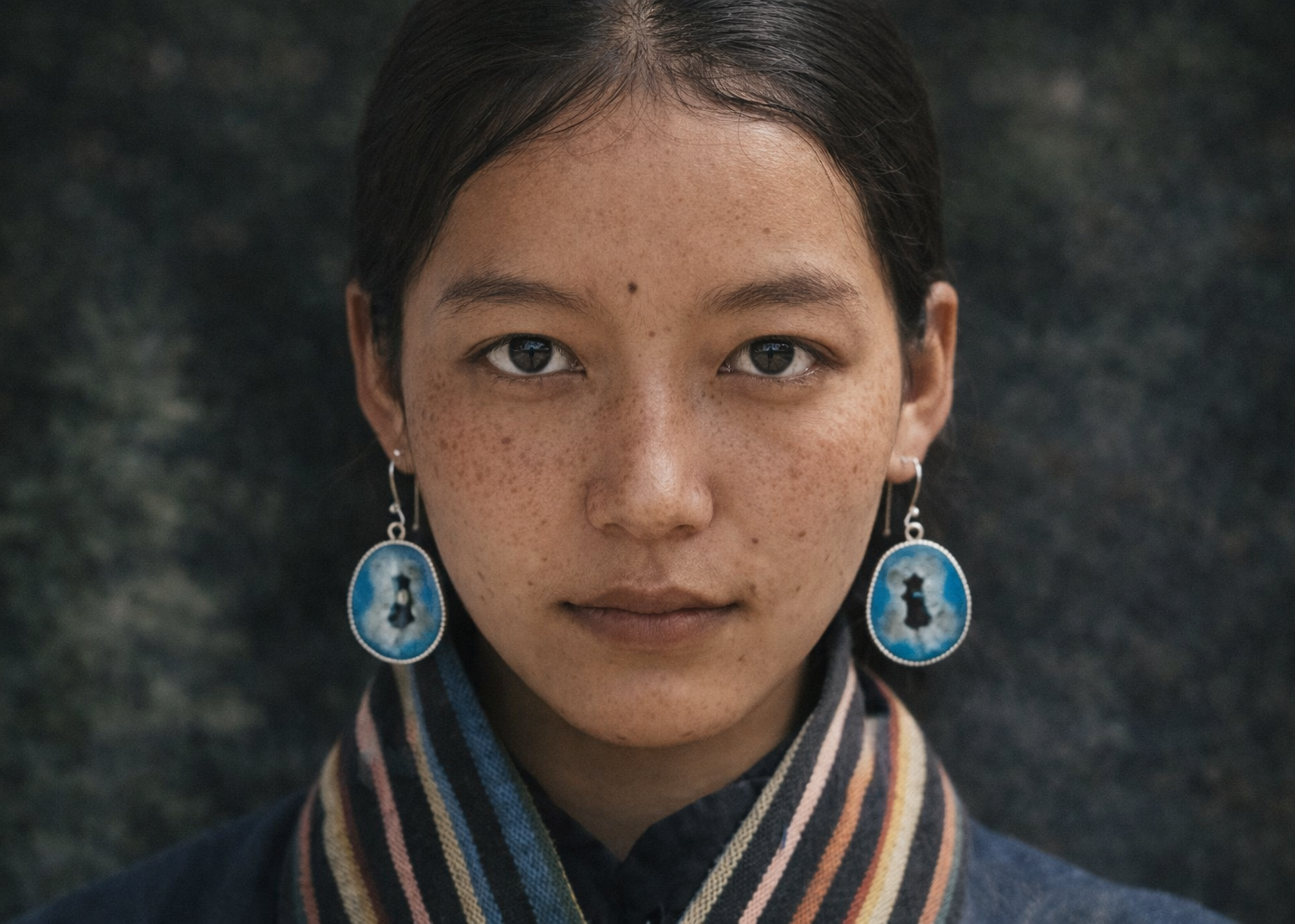 Held by Blue · Tibetan Blue Agate Geode Silver Earrings