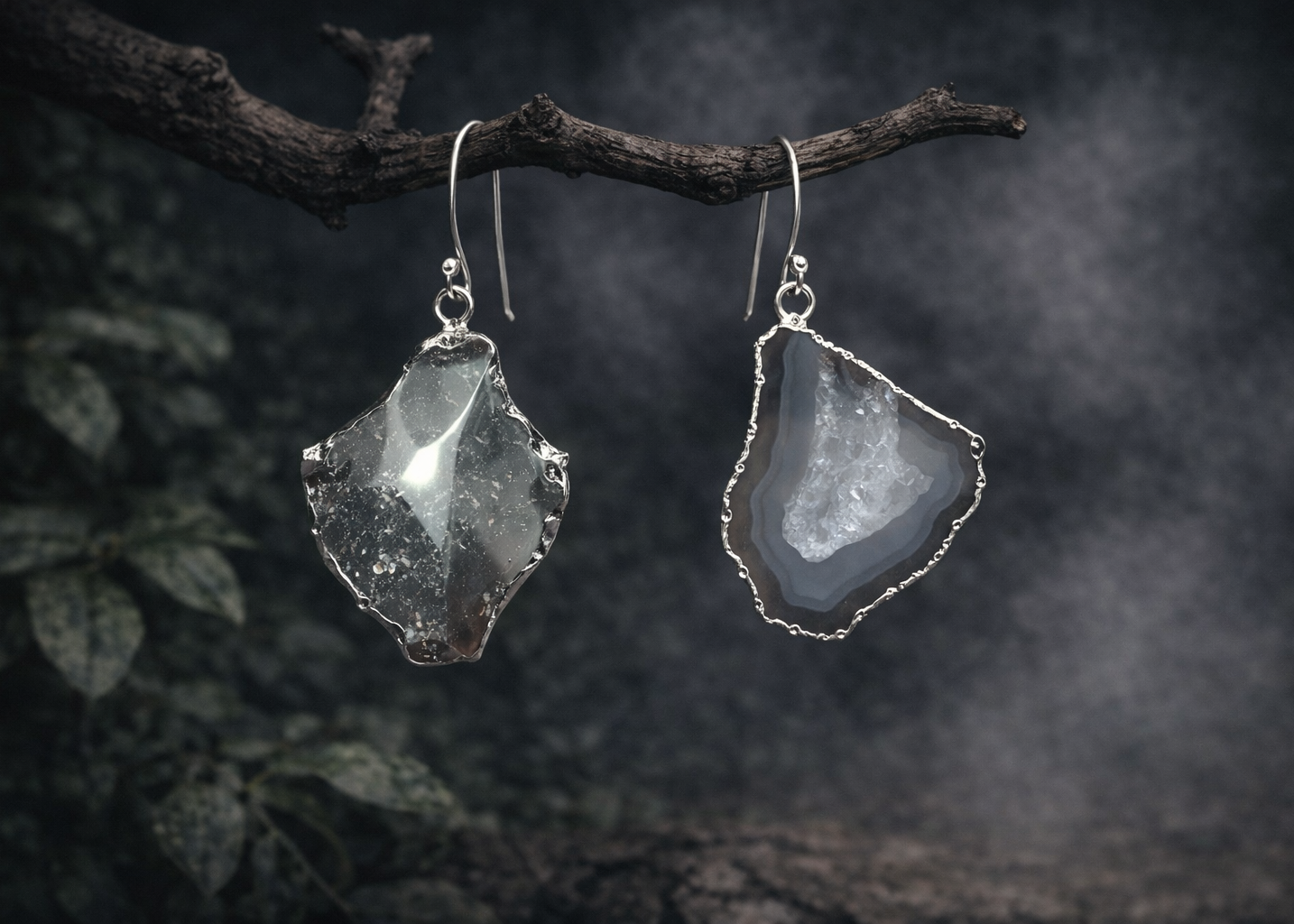 Soft Stillness · Tibetan Grey Agate Earrings