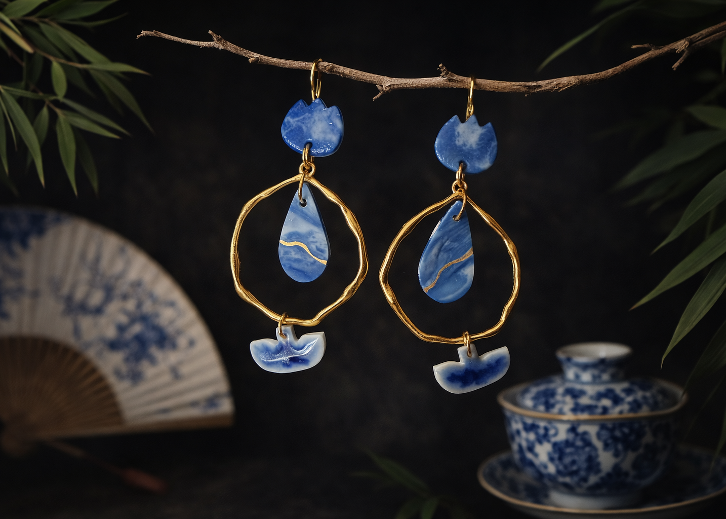 Lotus Tide Blessing Ceramic Earrings