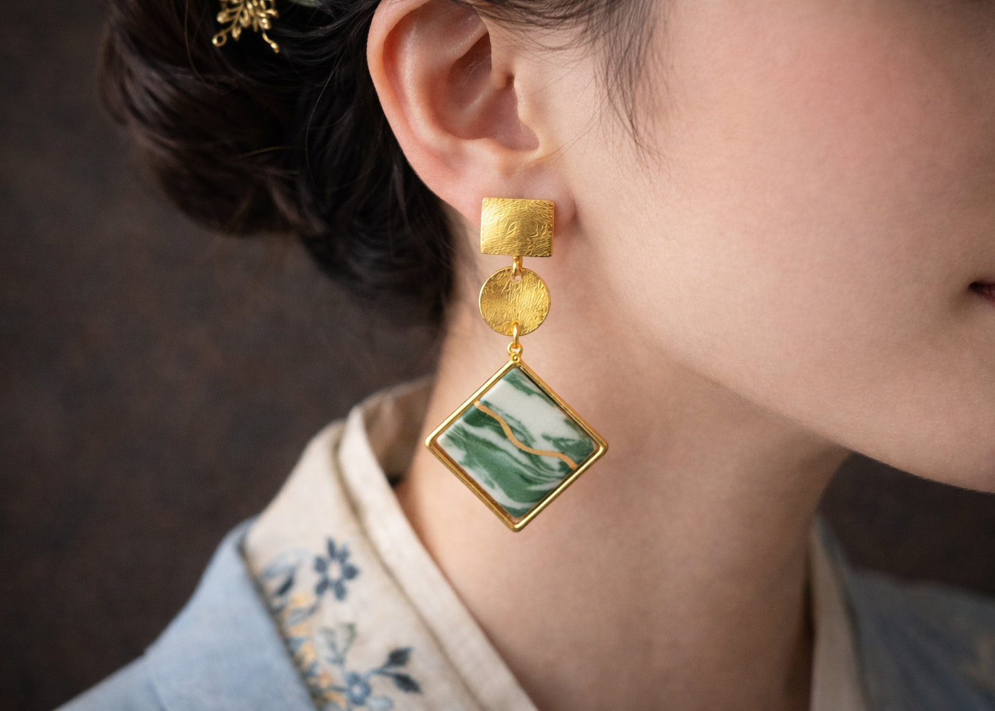 A Glance of the Sky Ceramic Earrings