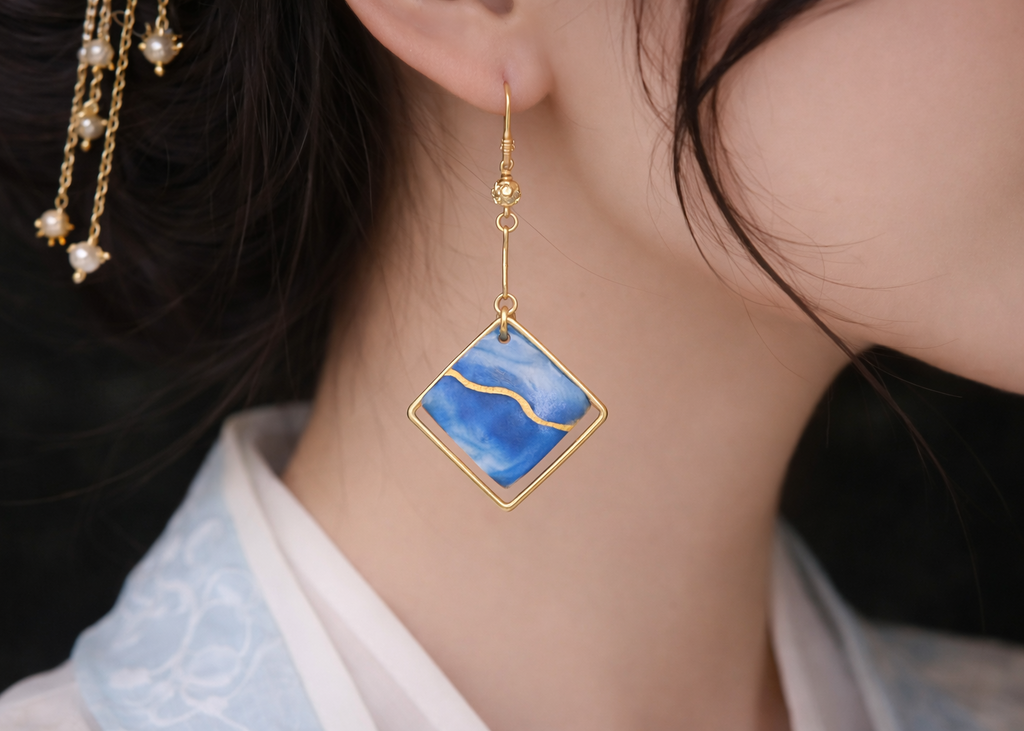 A Glance of the Sky Ceramic Earrings