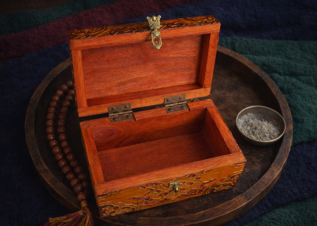 Sacred Tibetan Single-Layer Wooden Box