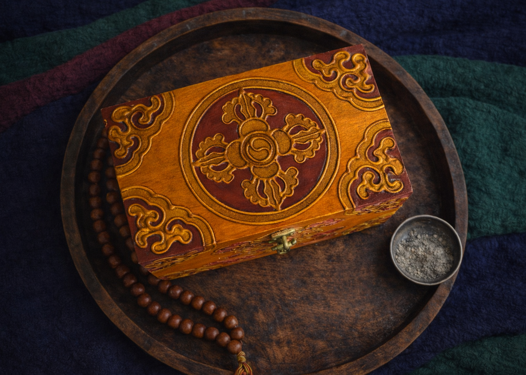 Sacred Tibetan Single-Layer Wooden Box